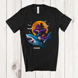 MacnyStore - Personalized Custom Name Dabbing Witch Riding Shark; Creepy Halloween Witch Family Group T-Shirt