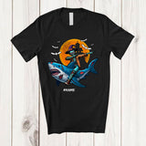 MacnyStore - Personalized Custom Name Dabbing Zombie Riding Shark; Creepy Halloween Witch Zombie Family T-Shirt