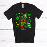MacnyStore - Personalized Custom Name Dachshund Leprechaun Glasses; Amusing St. Patrick's Day Shamrock T-Shirt