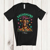MacnyStore - Personalized Custom Name Dachshund Mom; Amusing Mother's Day Flowers Paws; Family T-Shirt