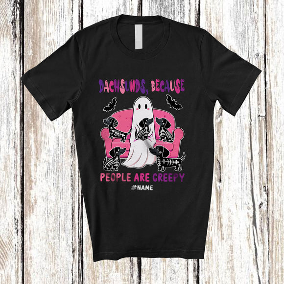 MacnyStore - Personalized Custom Name Dachshunds Because People Creepy; Lovely Halloween Ghost Boo T-Shirt