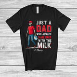 MacnyStore - Personalized Custom Name Dad Came Back With Milk; Humorous Father's Day Skeleton Family T-Shirt