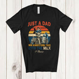 MacnyStore - Personalized Custom Name Dad Came Back With Milk; Proud Father's Day Vintage Retro Skeleton T-Shirt