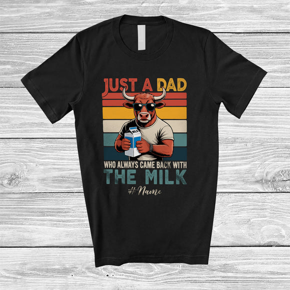MacnyStore - Personalized Custom Name Dad Came Back With The Milk; Happy Father's Day Highland Cow T-Shirt
