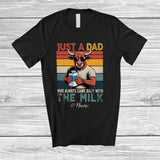MacnyStore - Personalized Custom Name Dad Came Back With The Milk; Happy Father's Day Highland Cow T-Shirt