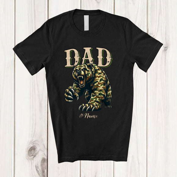 MacnyStore - Personalized Custom Name Dad Proud; Fantastic Father's Day Camo Bear; Hunting Hunter Family T-Shirt