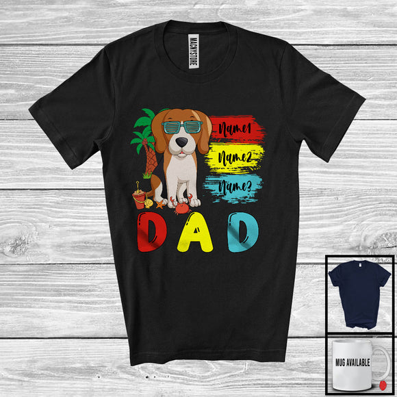 MacnyStore - Personalized Custom Name Dad, Cute Summer Vacation Beagle Sunglasses, Family Group T-Shirt