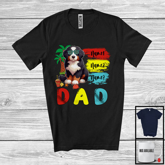 MacnyStore - Personalized Custom Name Dad, Cute Summer Vacation Bernedoodle Sunglasses, Family Group T-Shirt