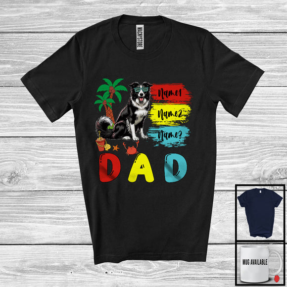 MacnyStore - Personalized Custom Name Dad, Cute Summer Vacation Border Collie Sunglasses, Family Group T-Shirt