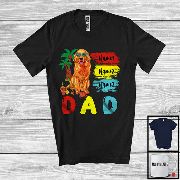 MacnyStore - Personalized Custom Name Dad, Cute Summer Vacation Golden Retriever, Family Group Group T-Shirt