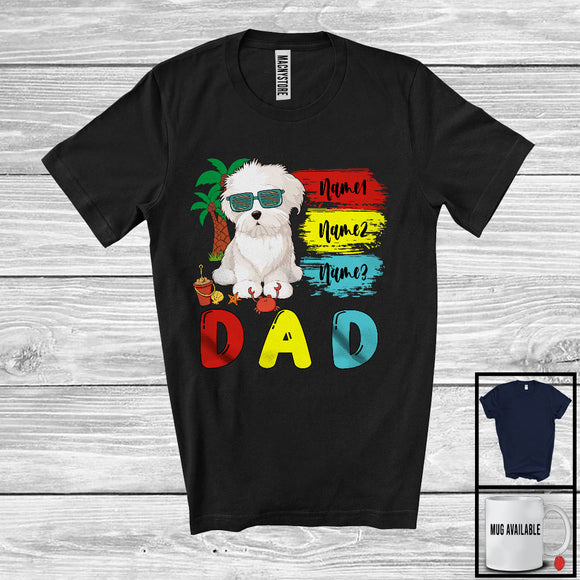 MacnyStore - Personalized Custom Name Dad, Cute Summer Vacation Maltese Sunglasses, Family Group T-Shirt