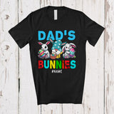 MacnyStore - Personalized Custom Name Dad's Bunnies; Fantastic Easter Three Bunnies; Egg Hunt Family T-Shirt