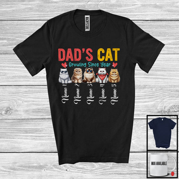 MacnyStore - Personalized Custom Name Dad's Cat Growing Since Year, Lovely Father's Day Cat Lover T-Shirt