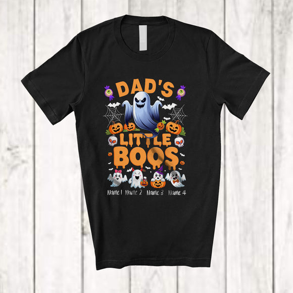 MacnyStore - Personalized Custom Name Dad's Little Boos; Lovely Halloween Dad Boo Ghost Pumpkin; Family T-Shirt