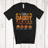 MacnyStore - Personalized Custom Name Daddy Loves His Cute Pumpkins; Lovely Thanksgiving Fall Leaf Family T-Shirt