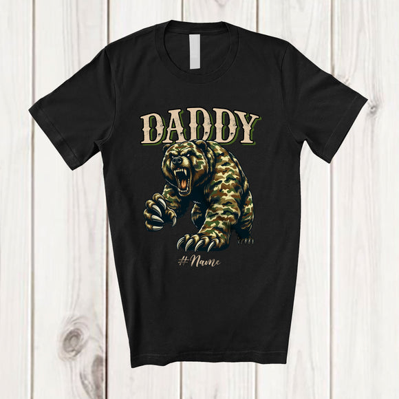 MacnyStore - Personalized Custom Name Daddy Proud; Fantastic Father's Day Camo Bear; Hunting Hunter Family T-Shirt