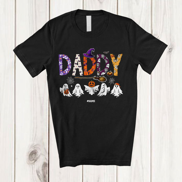 MacnyStore - Personalized Custom Name Daddy Spooky Halloween Boo Ghost Witch Daddy; Family Group T-Shirt
