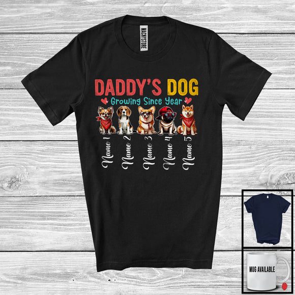 MacnyStore - Personalized Custom Name Daddy's Dog Growing Since Year, Lovely Father's Day Dog Lover T-Shirt