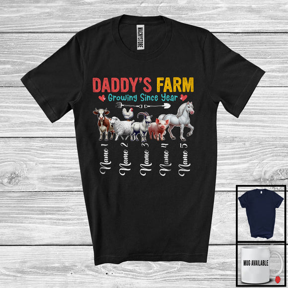 MacnyStore - Personalized Custom Name Daddy's Farm Growing Since Year, Lovely Father's Day Farm Animal T-Shirt