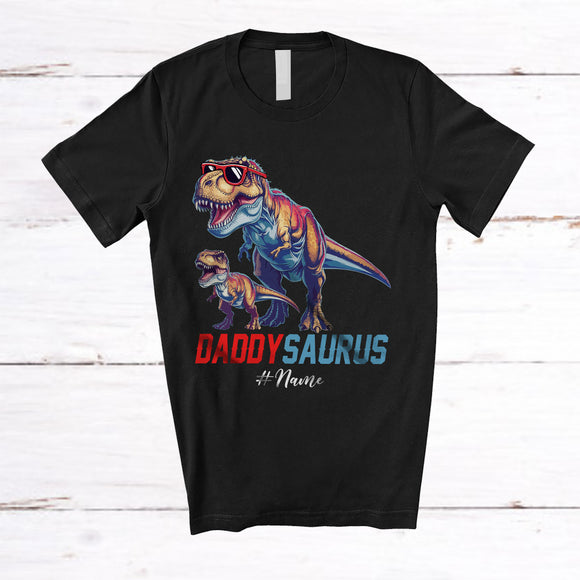 MacnyStore - Personalized Custom Name Daddysaurus; Amusing Father's Day Dad Baby T-Rex Dinosaur; Family T-Shirt