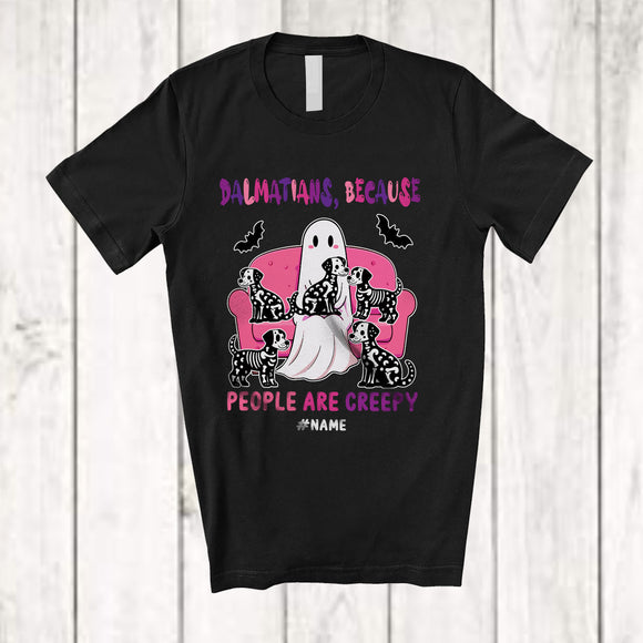 MacnyStore - Personalized Custom Name Dalmatians People Creepy; Amazing Halloween Boo Ghost Family T-Shirt