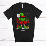 MacnyStore - Personalized Custom Name Dance Teacher; Lovely Christmas Elf Snowing Book Education Jobs T-Shirt