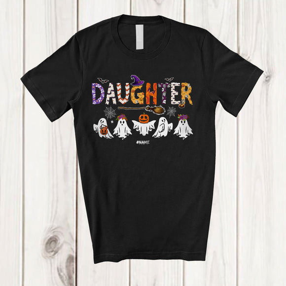 MacnyStore - Personalized Custom Name Daughter; Spooky Halloween Boo Ghost Witch Daughter; Family Group T-Shirt