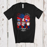 MacnyStore - Personalized Custom Name Dental Squad; Joyful 4th Of July Three Gnomes; US Flag Heart Patriotic T-Shirt
