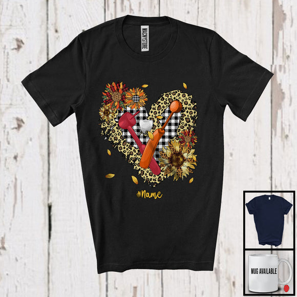 MacnyStore - Personalized Custom Name Dentist, Lovely Leopard Heart Shape Sunflowers, Dentist Group T-Shirt