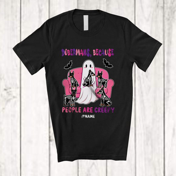MacnyStore - Personalized Custom Name Dobermans People Creepy; Amazing Halloween Boo Ghost Family T-Shirt