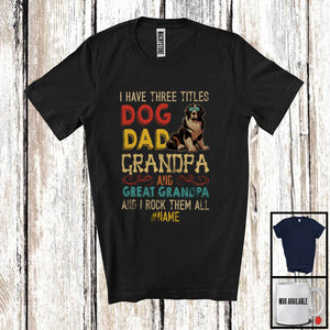 MacnyStore - Personalized Custom Name Dog Dad Great Grandpa, Vintage Father's Day Landseer, Family T-Shirt