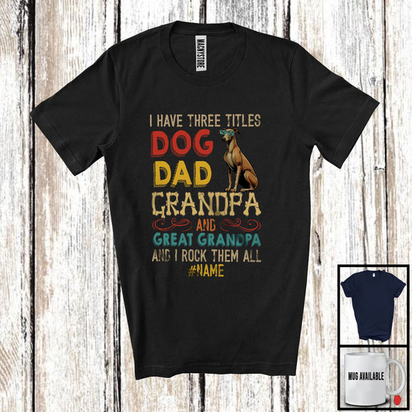 MacnyStore - Personalized Custom Name Dog Dad Great Grandpa, Vintage Father's Day Whippet, Family T-Shirt