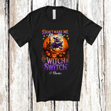 MacnyStore - Personalized Custom Name Don't Make Me Flip My Witch Switch; Joyful Halloween Moon Family T-Shirt