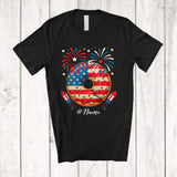 MacnyStore - Personalized Custom Name Donut US Flag Fireworks; Joyful 4th Of July Chef Lunch Lady; Patriotic T-Shirt