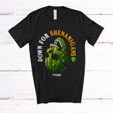 MacnyStore - Personalized Custom Name Down For Shenanigans; Humorous St. Patrick's Day Skull Pickle T-Shirt