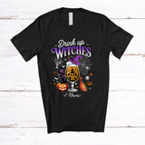 MacnyStore - Personalized Custom Name Drink Up Witches; Cheerful Halloween Witch Beer Glass; Drinking T-Shirt