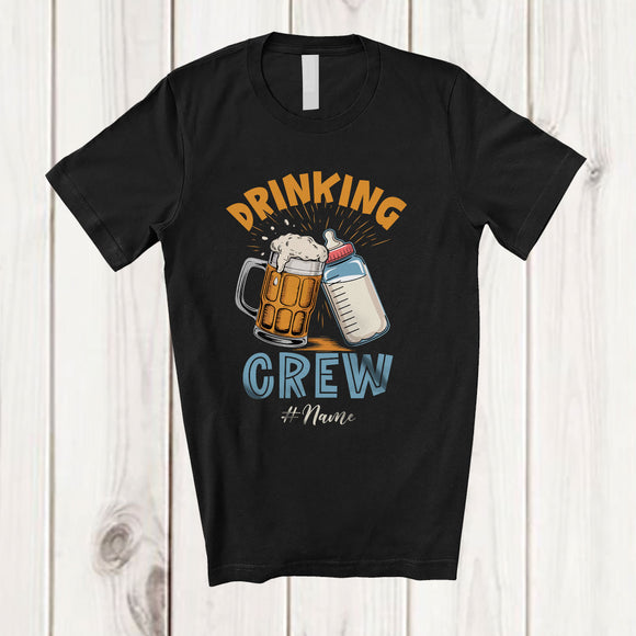 MacnyStore - Personalized Custom Name Drinking Crew; Joyful Father's Day Beer Milk Bottle; Family T-Shirt