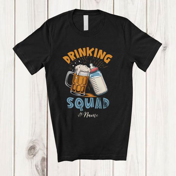 MacnyStore - Personalized Custom Name Drinking Squad; Joyful Father's Day Beer Milk Bottle; Family T-Shirt