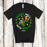 MacnyStore - Personalized Custom Name Drinks Well With Others; Joyful St. Patrick's Day Leprechaun Drinking Beer T-Shirt