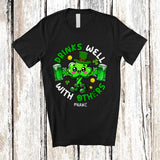 MacnyStore - Personalized Custom Name Drinks Well With Others; Joyful St. Patrick's Day Shamrock Drinking Beer T-Shirt