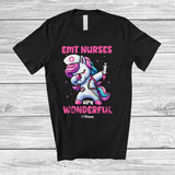 MacnyStore - Personalized Custom Name EMT Nurses Are Wonderful; Adorable Dabbing Unicorn Nursing Magical T-Shirt