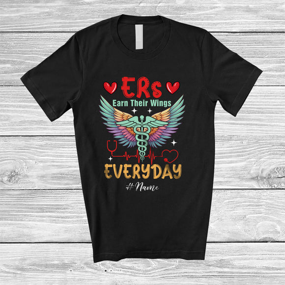 MacnyStore - Personalized Custom Name ERs Earn Their Wings Everyday; Lovely Nursing Proud Nurse Group T-Shirt