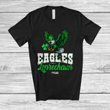MacnyStore - Personalized Custom Name Eagles Leprechaun; Cheerful St. Patrick's Day Flying Eagles With Shamrock T-Shirt