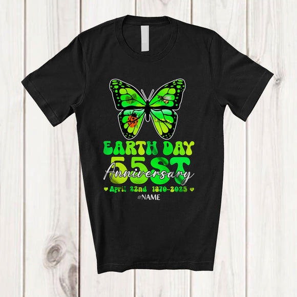 MacnyStore - Personalized Custom Name Earth Day 55st Anniversary 2025; Lovely Butterfly Environment T-Shirt