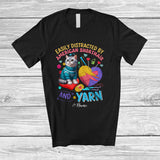 MacnyStore - Personalized Custom Name Easily Distracted By American Shorthair And Yarn; Lovely Knitting Heart T-Shirt