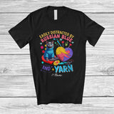 MacnyStore - Personalized Custom Name Easily Distracted By Russian Blue And Yarn; Lovely Knitting Heart T-Shirt