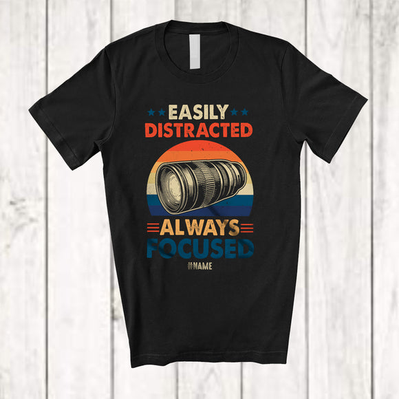 MacnyStore - Personalized Custom Name Easily Distracted; Lovely Photographer Photography Vintage Retro T-Shirt