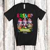 MacnyStore - Personalized Custom Name Easter Squad; Lovely Three Bunny Unicorns Hunting Easter Eggs T-Shirt