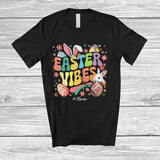 MacnyStore - Personalized Custom Name Easter Vibes; Lovely Easter Flowers Bunny Eggs Hunt; Family T-Shirt