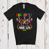 MacnyStore - Personalized Custom Name Egg Hunt Squad; Joyful Easter Three Bigfoot Bunnies With Easter Basket Egg T-Shirt